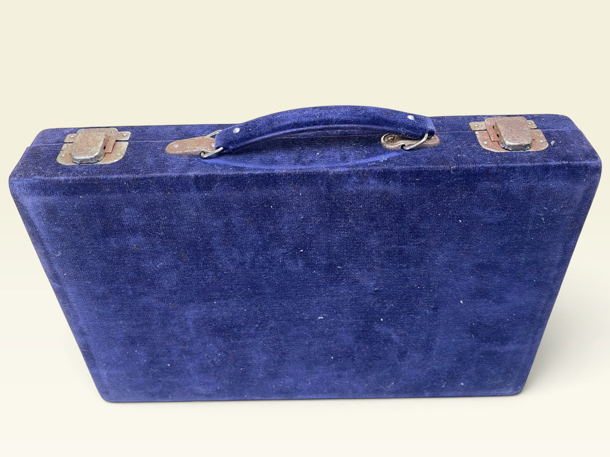 Bamboo Back Mahjong Set Blue Velvet Case Japan