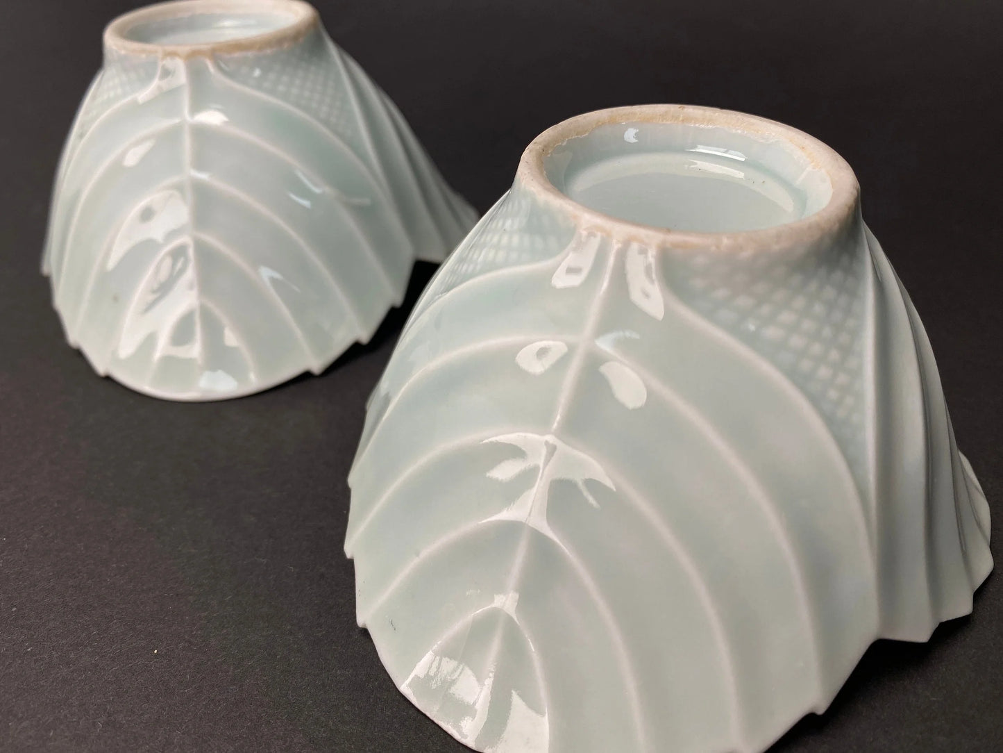 PAIR New Japanese light Blue Leaf Bowls, Assorted dipping bowl, Salad and Dessert,Japan Vintage