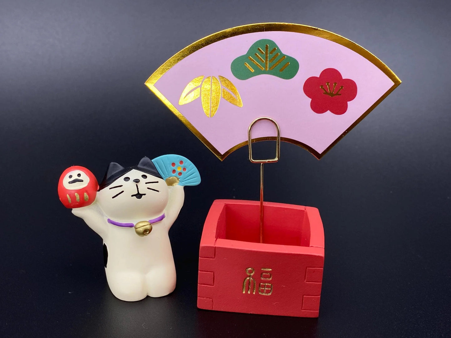 Japanese Decole, Zakka Lucky stacked Cat, NEW, Maneki Neko, Riding Fish Cat, cat ornament, Cat in Masu