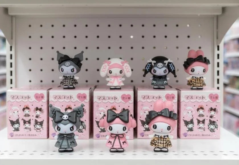 Kuromi My Melody Sanrio Gothic Lolita Fashion Blind Box Figurine Collectible: Masukotto Cute Dark Pink Black White Figures blind box