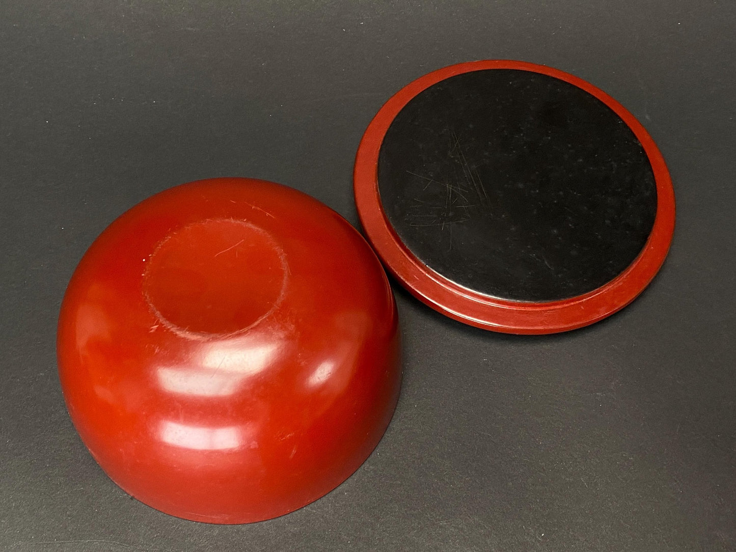Red Lacquerware Wood Bowl with Lid: Red Urushi and Gold Makie Candy Box with Plum Blossom Design, Handmade Kashiki Tea Caddy