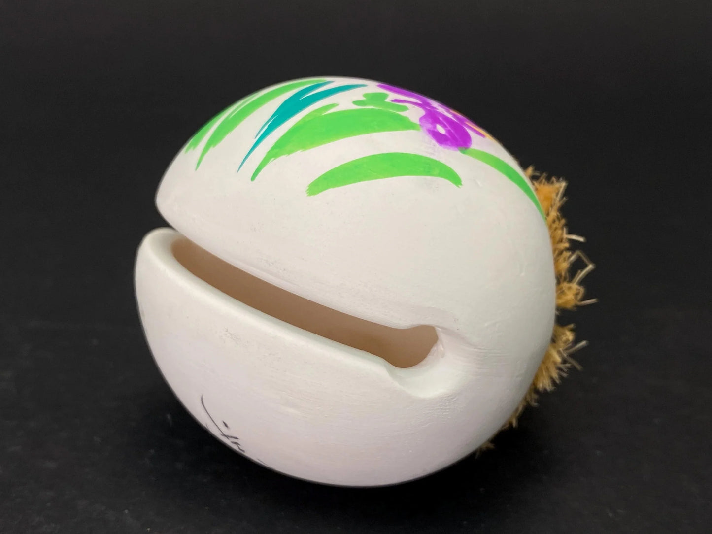 Japanese Iris Flower Clay Bell with original box: Open box Clay Bell Hand Painted Floral Ornament
