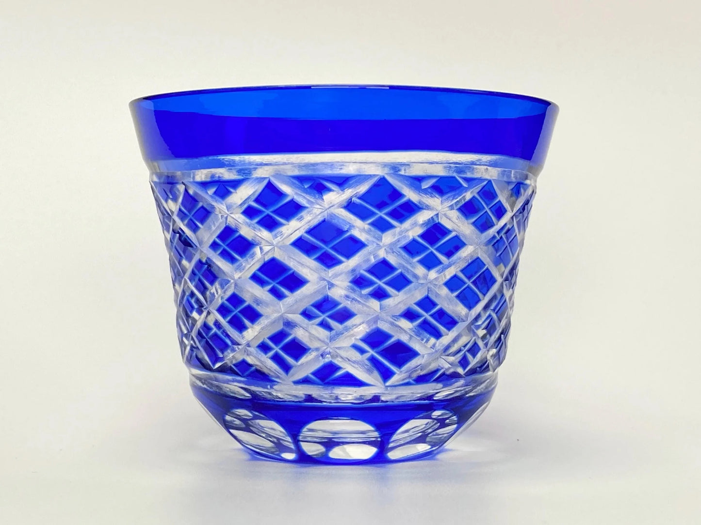 Edo Kiriko Cobalt Blue Cut Crystal Whisky Glass