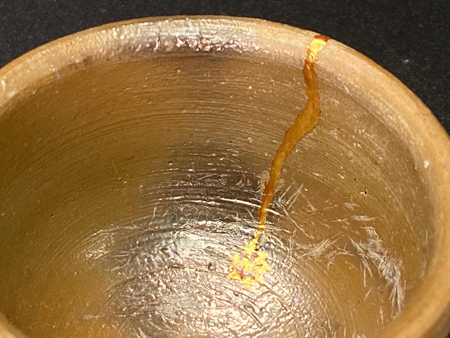 Bizen Ware real 25k gold Kintsugi Tea Cup signed, Japanese Ceramic Gold Repair sake cup, Vintage Art