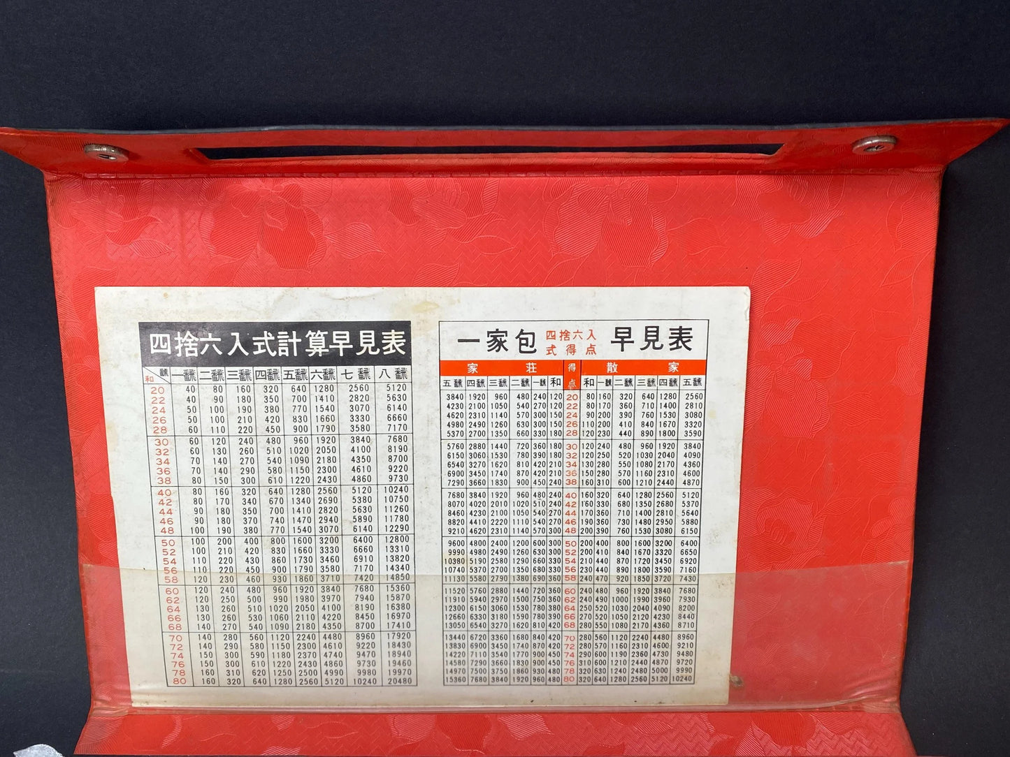 Japanese Mahjong & Bamboo Back Tiles Riichi Set, Showa Retro 2 Red Fives Aka Dora Mah Jongg, Heavy 5.6lbs