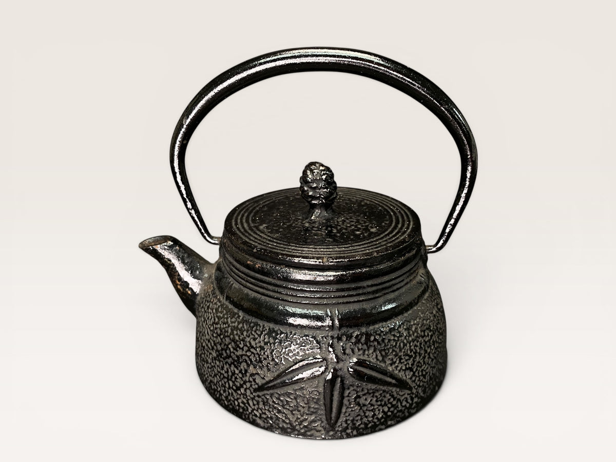 Vintage Nanbu Tekki Leaf Pattern Cast Iron Teapot