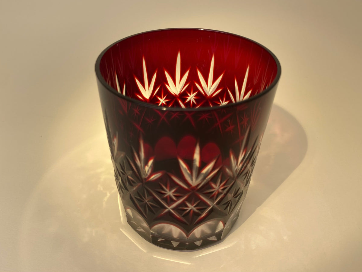 Red Kiriko Cut Glass Tumblers 2 Styles