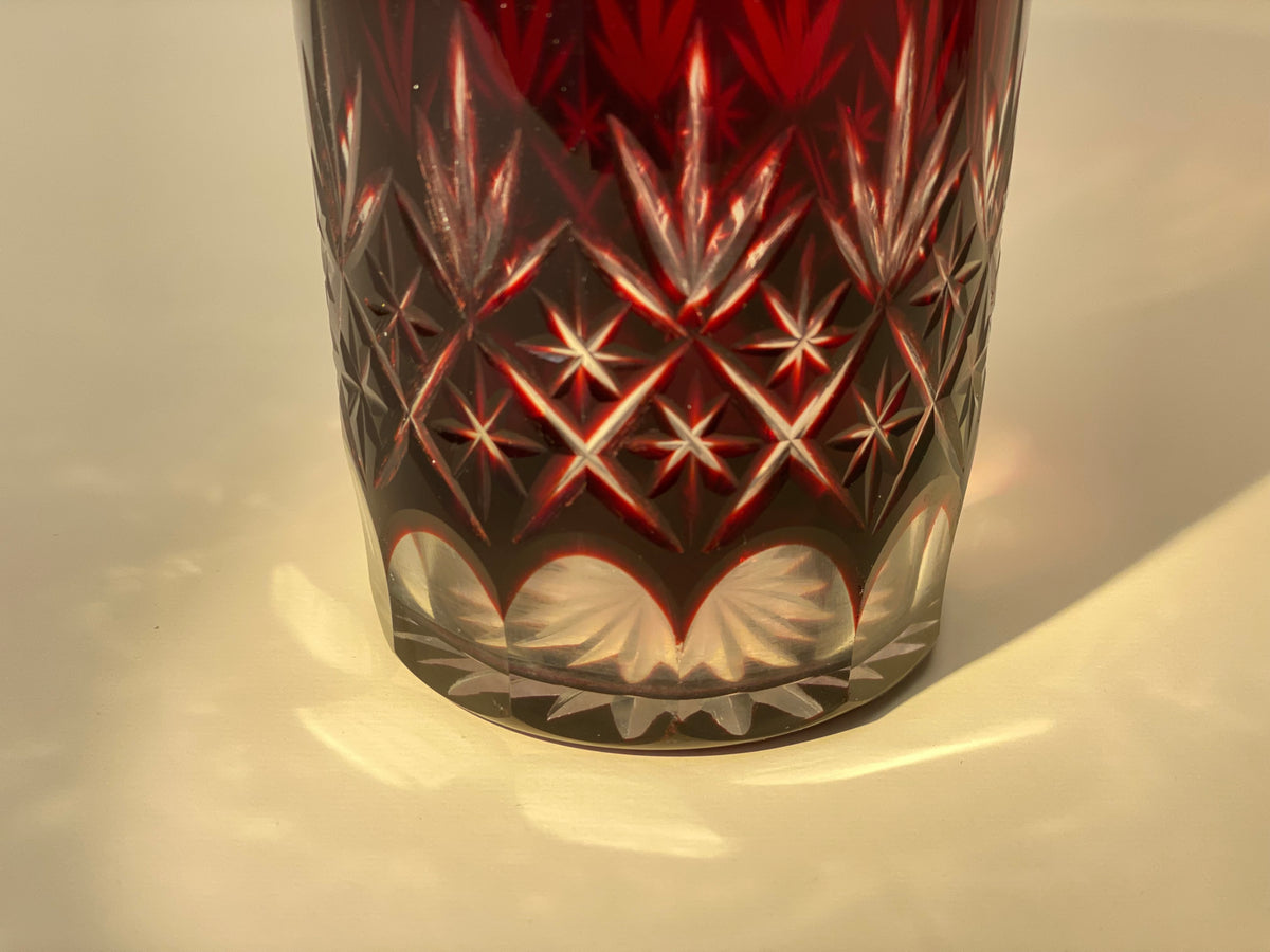 Red Kiriko Cut Glass Tumblers 2 Styles