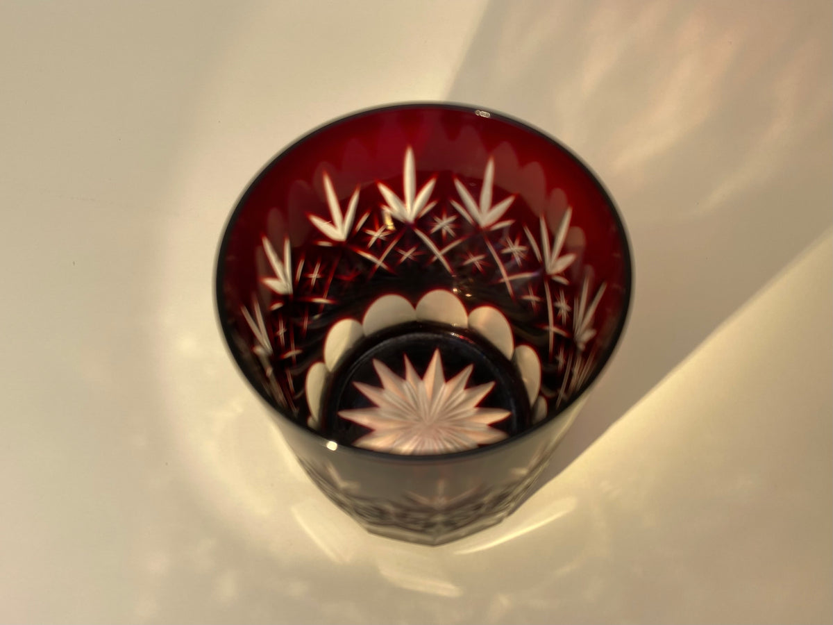 Red Kiriko Cut Glass Tumblers 2 Styles