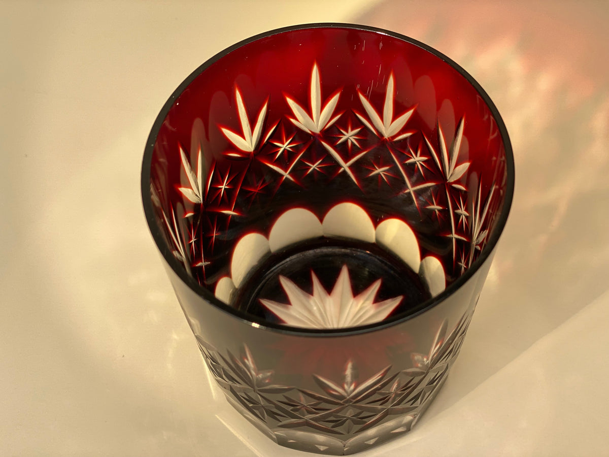 Red Kiriko Cut Glass Tumblers 2 Styles