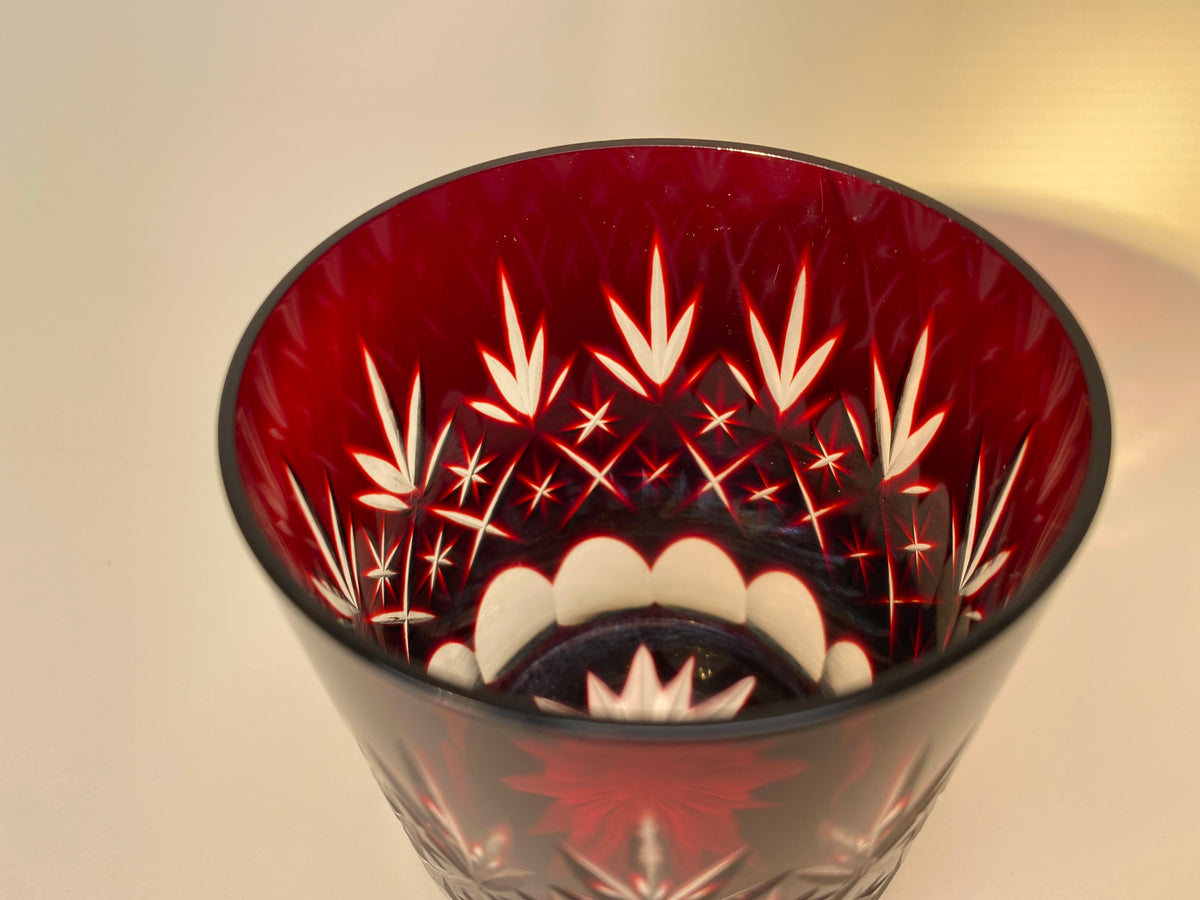 Red Kiriko Cut Glass Tumblers 2 Styles