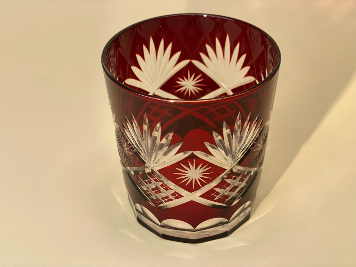Red Kiriko Cut Glass Tumblers 2 Styles