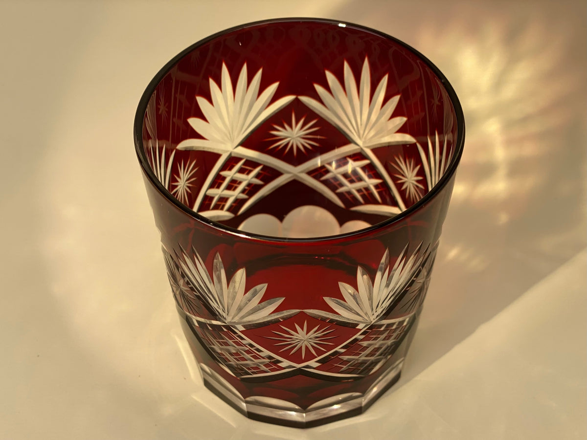 Red Kiriko Cut Glass Tumblers 2 Styles