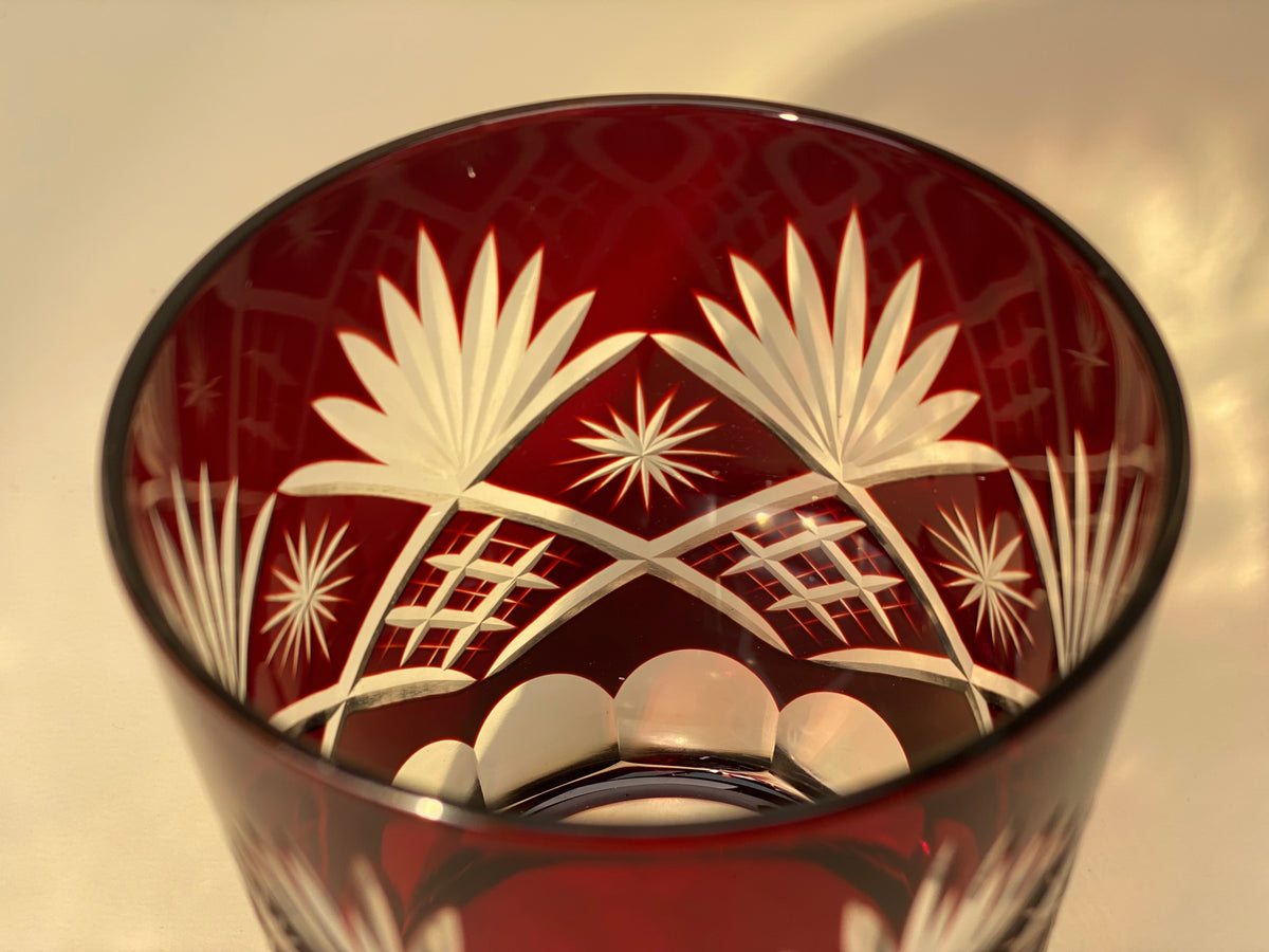 Red Kiriko Cut Glass Tumblers 2 Styles