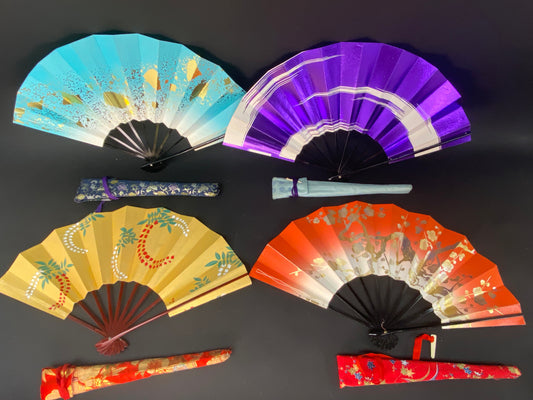 Japanese Folding Fan Traditional Sensu Dance Ougi, Kimono Carry Bag, Mai Ogi Sensu, Kashi Paper, Lacquer Fan, Vtg Hand Fan