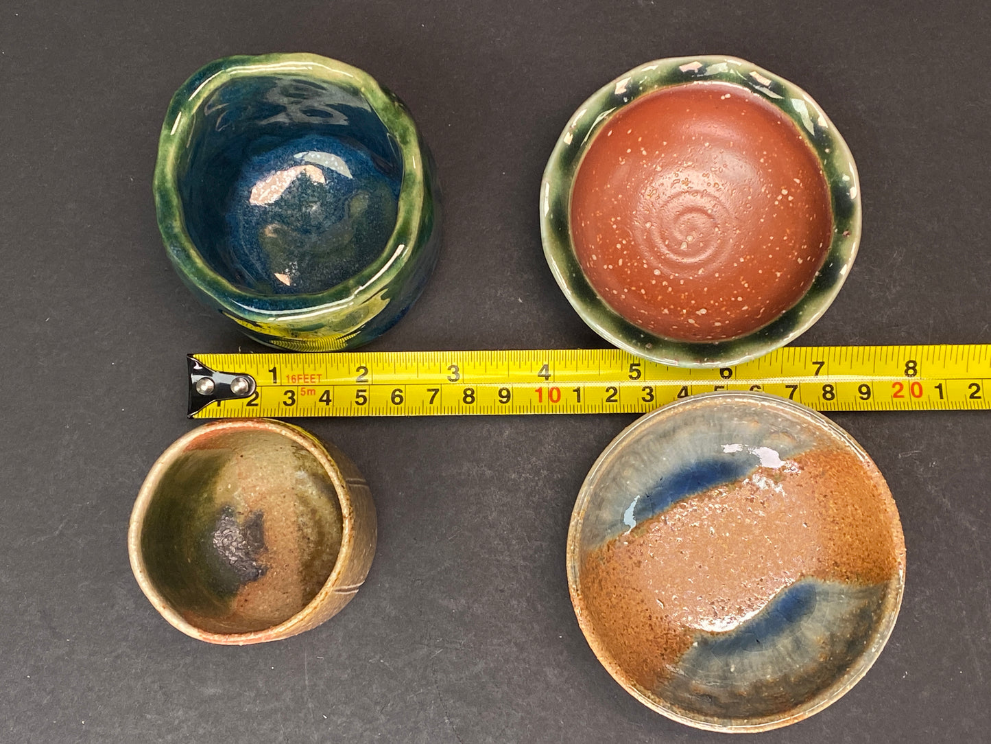 Vintage Japanese Pottery Collection: 4 Styles of Wabi Sabi Sake Cups & Small Bowls, Handmade Studio Ceramic for Zen Decor
