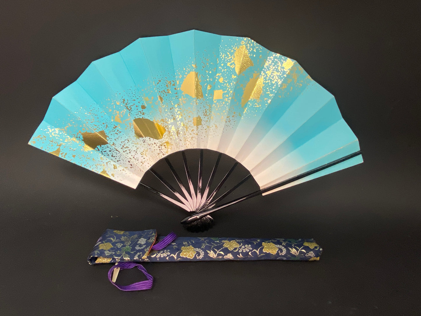 Vintage Japanese Mai Ogi Sensu with Kimono Carry Bag