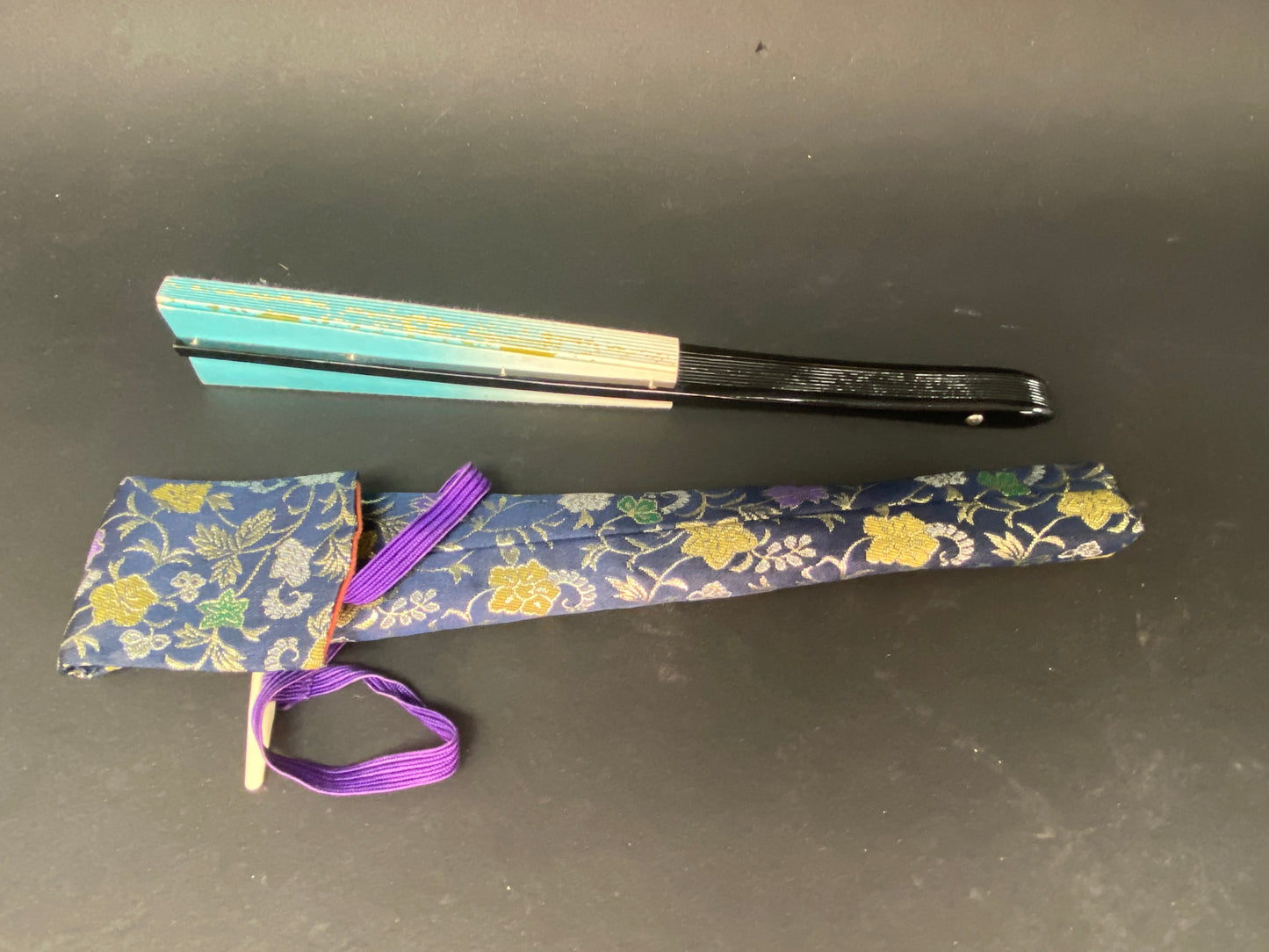 Vintage Japanese Mai Ogi Sensu with Kimono Carry Bag