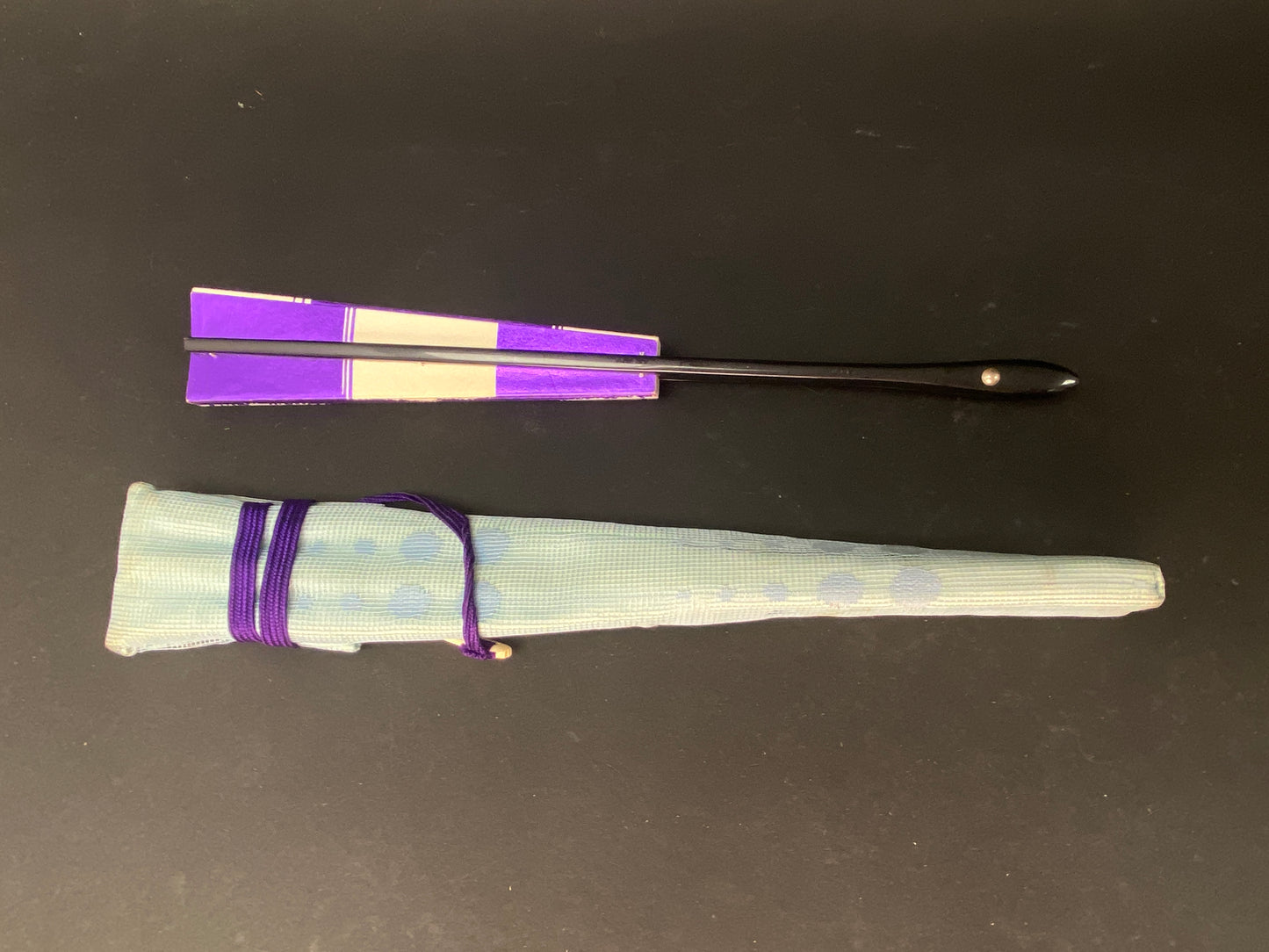 Vintage Japanese Mai Ogi Sensu with Kimono Carry Bag