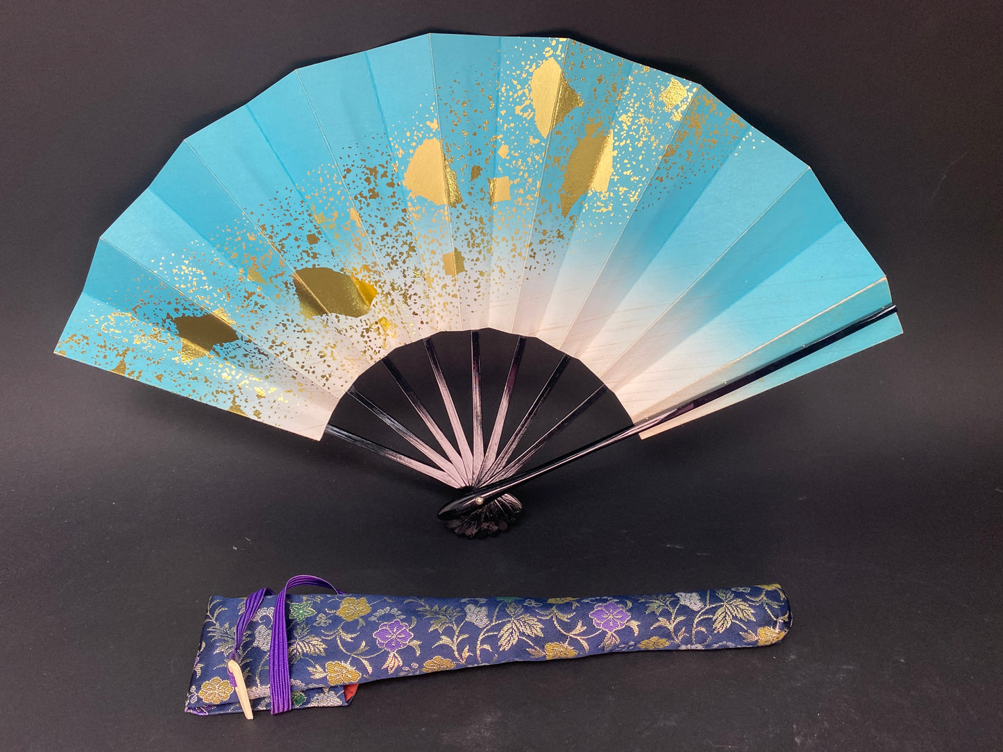 Vintage Japanese Mai Ogi Sensu with Kimono Carry Bag