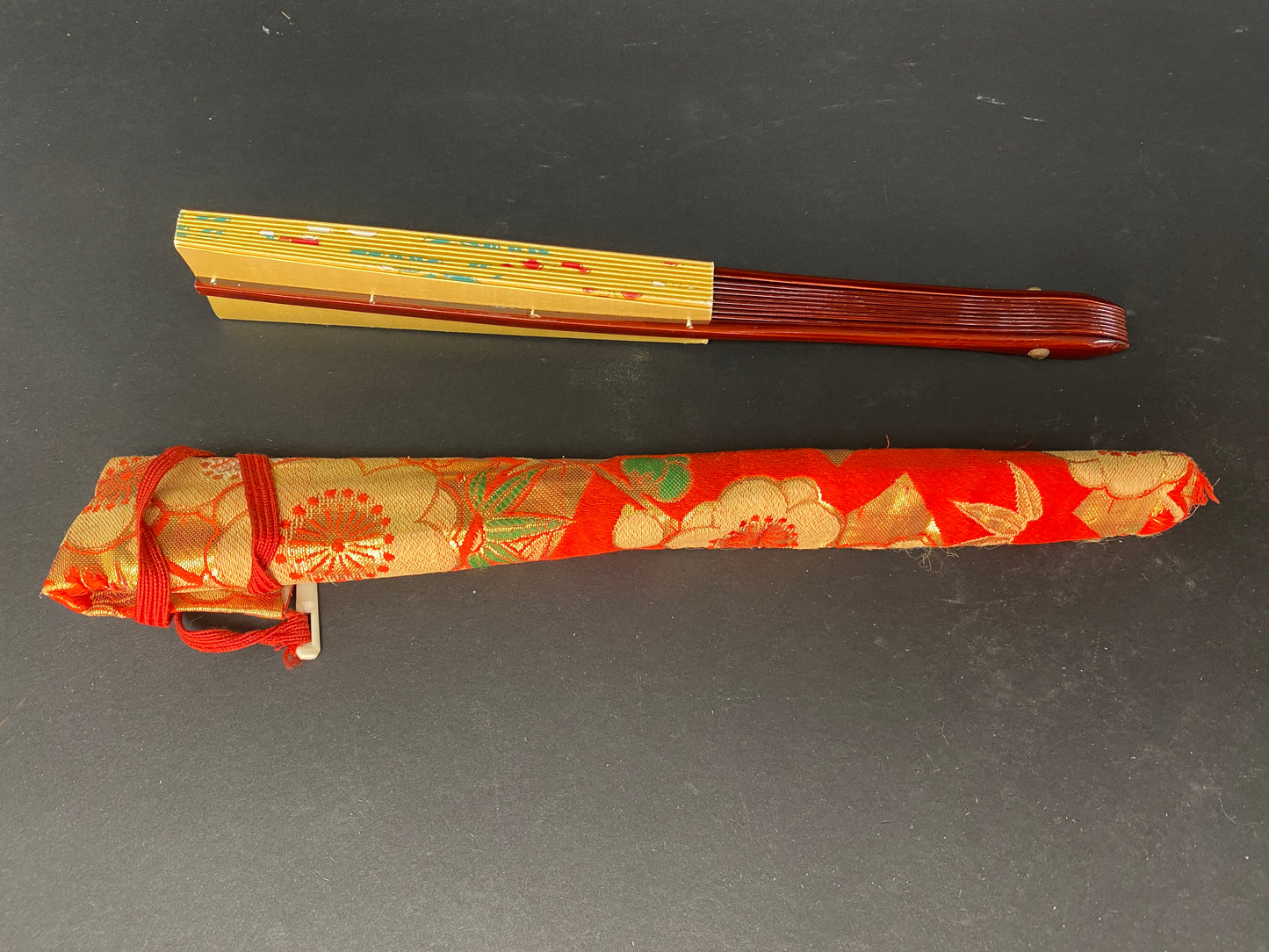 Vintage Japanese Mai Ogi Sensu with Kimono Carry Bag