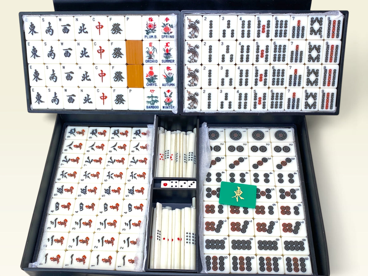 Bamboo Back Mahjong Set English Mark