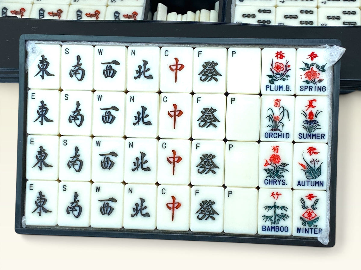 Bamboo Back Mahjong Set English Mark