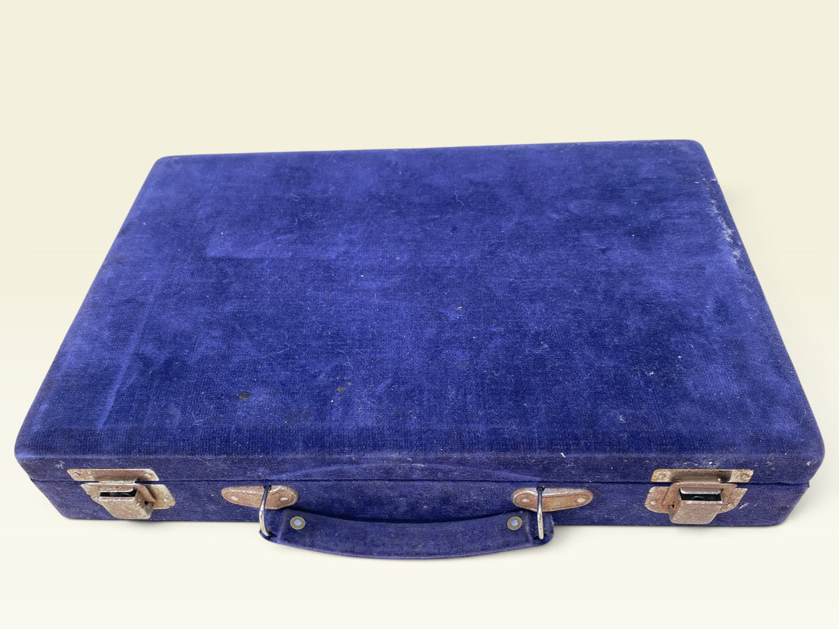 Bamboo Back Mahjong Set Blue Velvet Case Japan