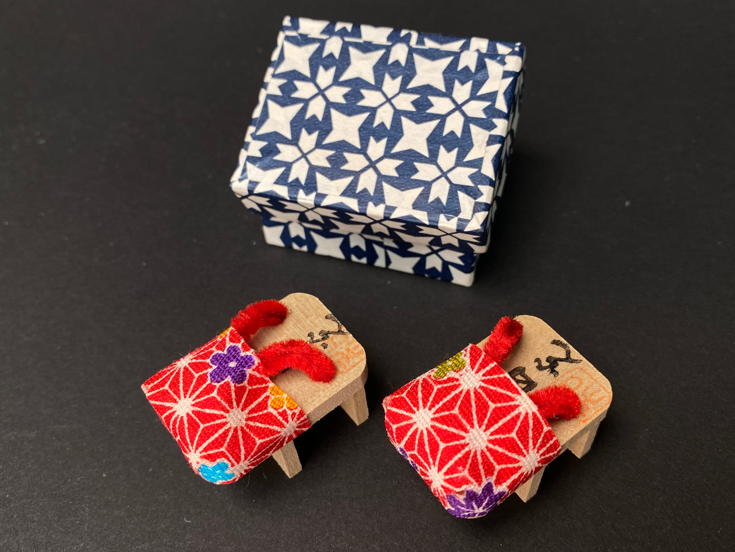 Japanese Traditional ornament, wooden box, lucky Oban Koban, Geta Ornament, Stainless Fork, 5 Cup Mat, Made in Japan