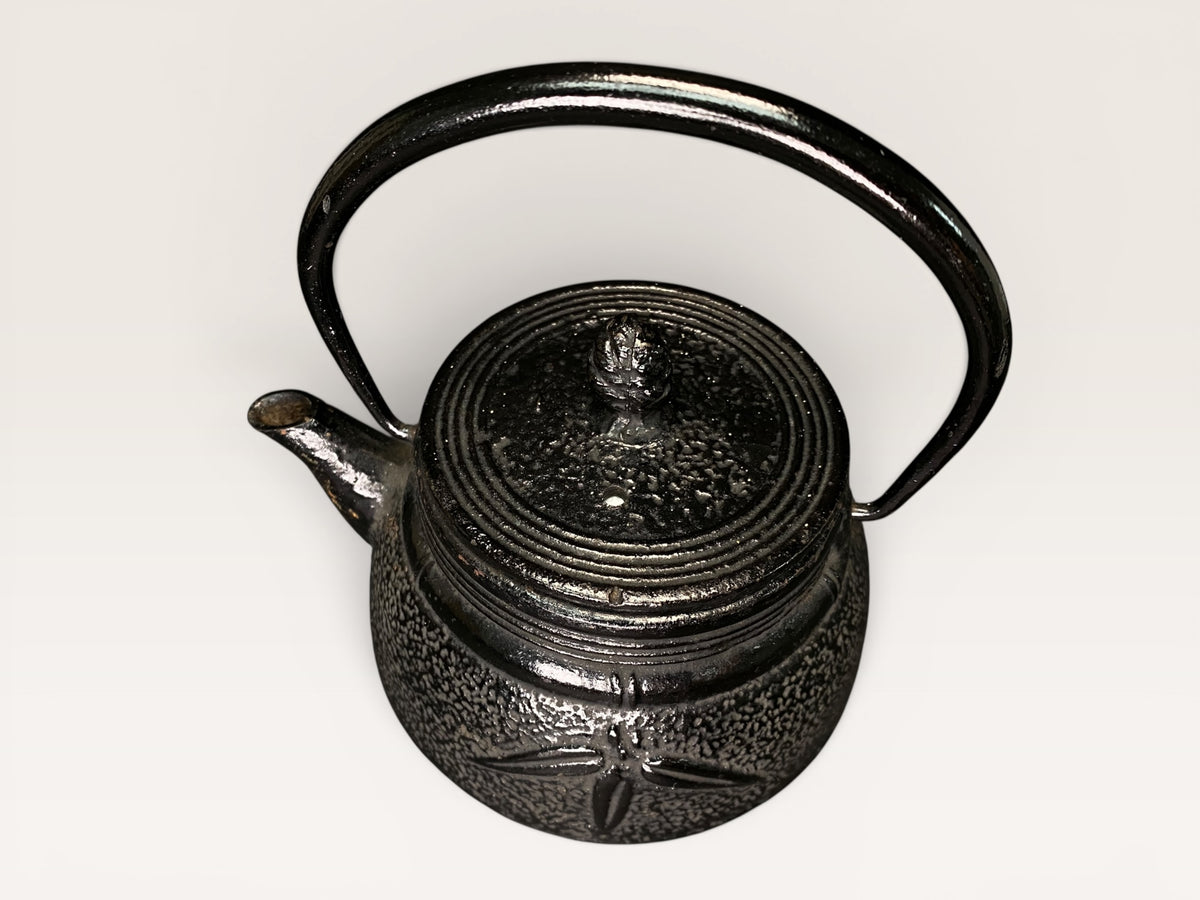 Vintage Nanbu Tekki Leaf Pattern Cast Iron Teapot
