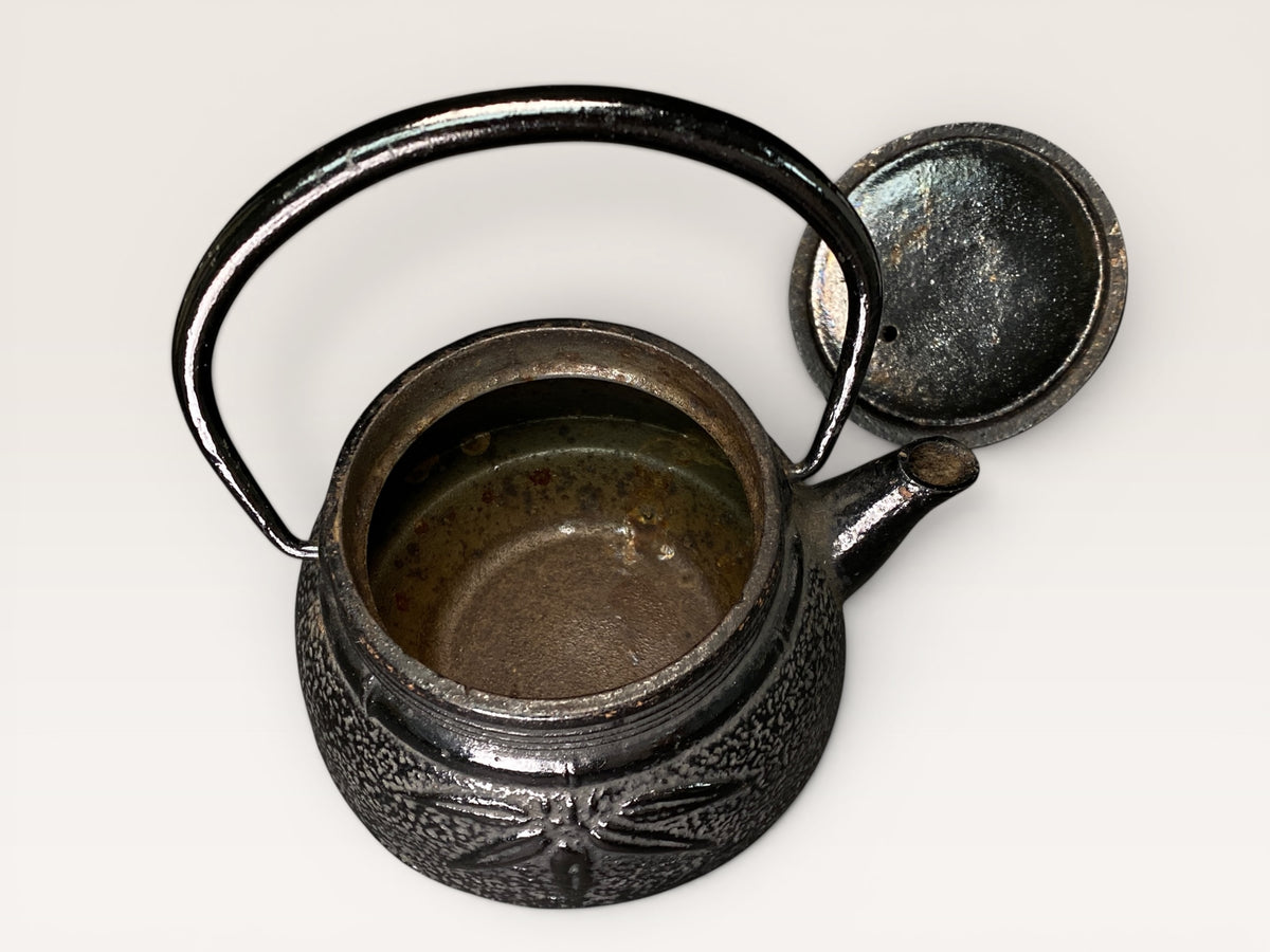 Vintage Nanbu Tekki Leaf Pattern Cast Iron Teapot