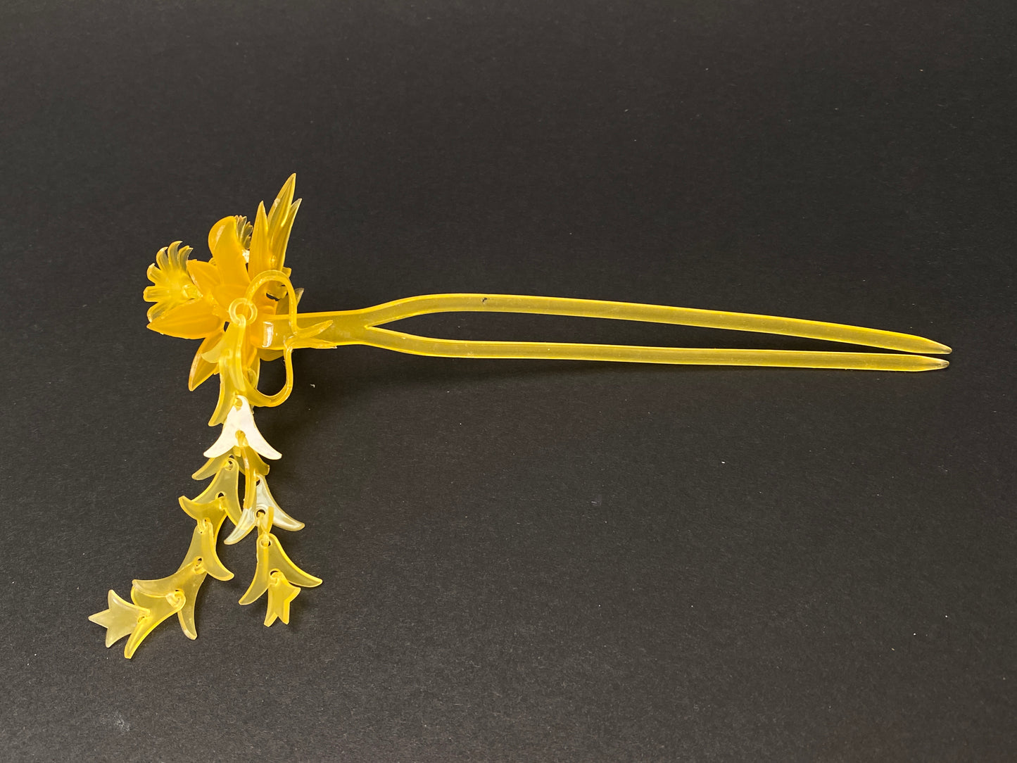 Japan Kanzashi Kimono Geisha, transparent Tama, Yellow hawksbill style hair stick,Kushi Comb, Hair Ornament