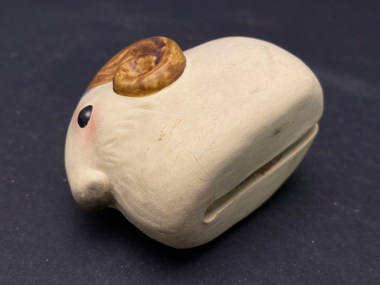 Japanese Clay Bell Vtg Dorei, Ceramic Doll, Iron hand Bell, Zodiac Animal, Ceramic Dorei, Holiday ornament