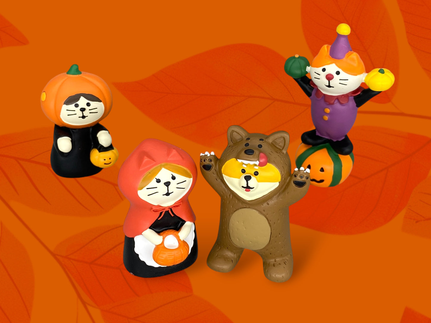 Decole Halloween Cat Ornament: Pumpkin Red Riding Hood Zakka Wolf Joker mini scene