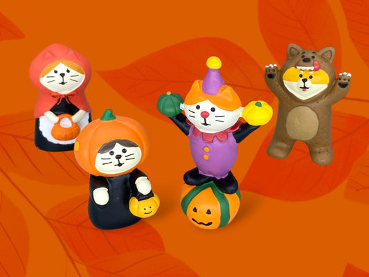 Decole Halloween Cat Ornament: Pumpkin Red Riding Hood Zakka Wolf Joker mini scene