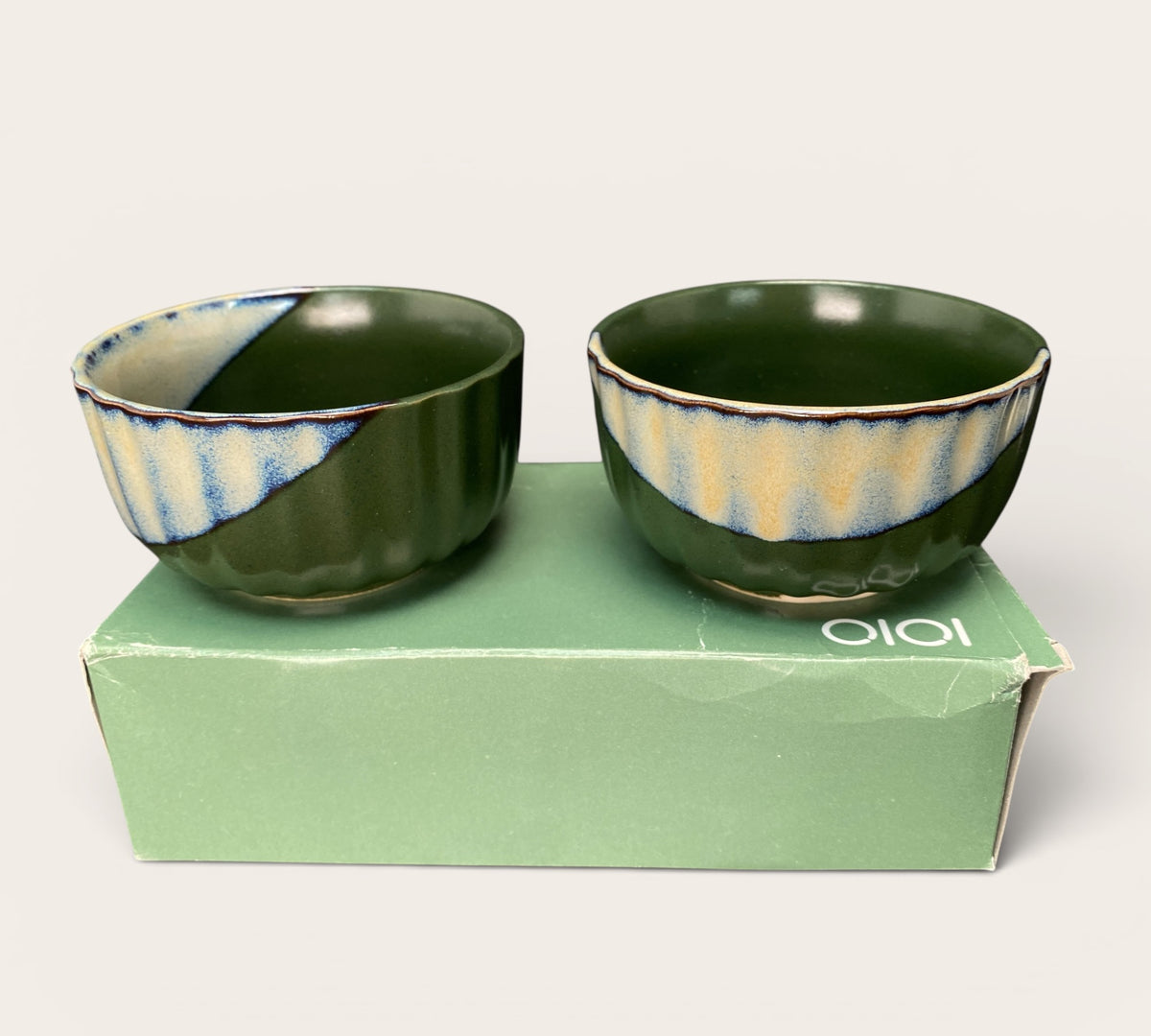 Japanese Green Bowl Pair with Gift Box
