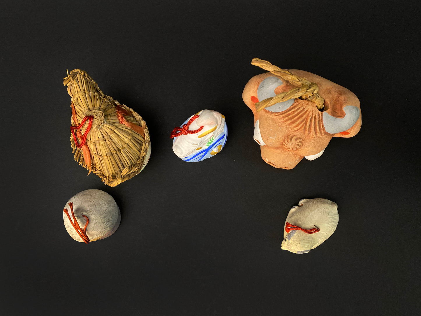 Japanese Zodiac Clay Bell, Vtg Dorei Ceramic Doll, Hina Doll, Ceramic ornament