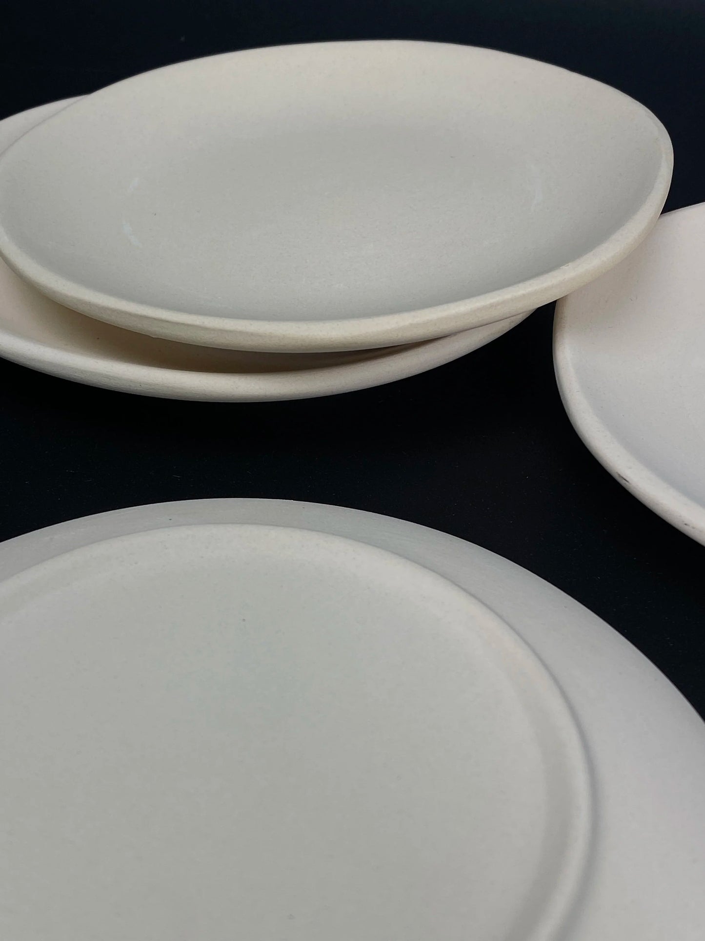 Set of 4 Pottery Beige Matt Round Plate W5.75" Plate, Incense holder plate, Saucer, round tray