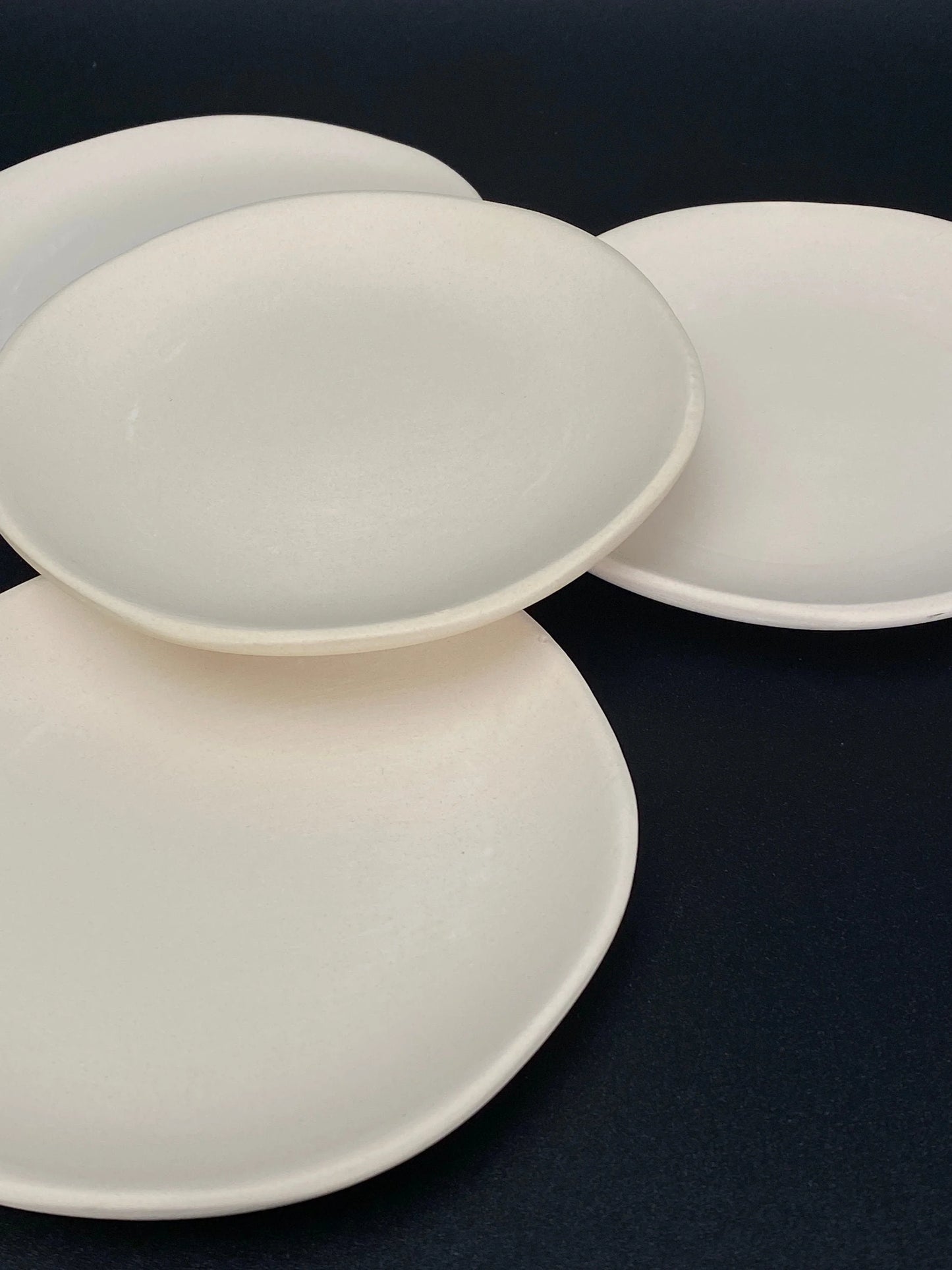 Set of 4 Pottery Beige Matt Round Plate W5.75" Plate, Incense holder plate, Saucer, round tray