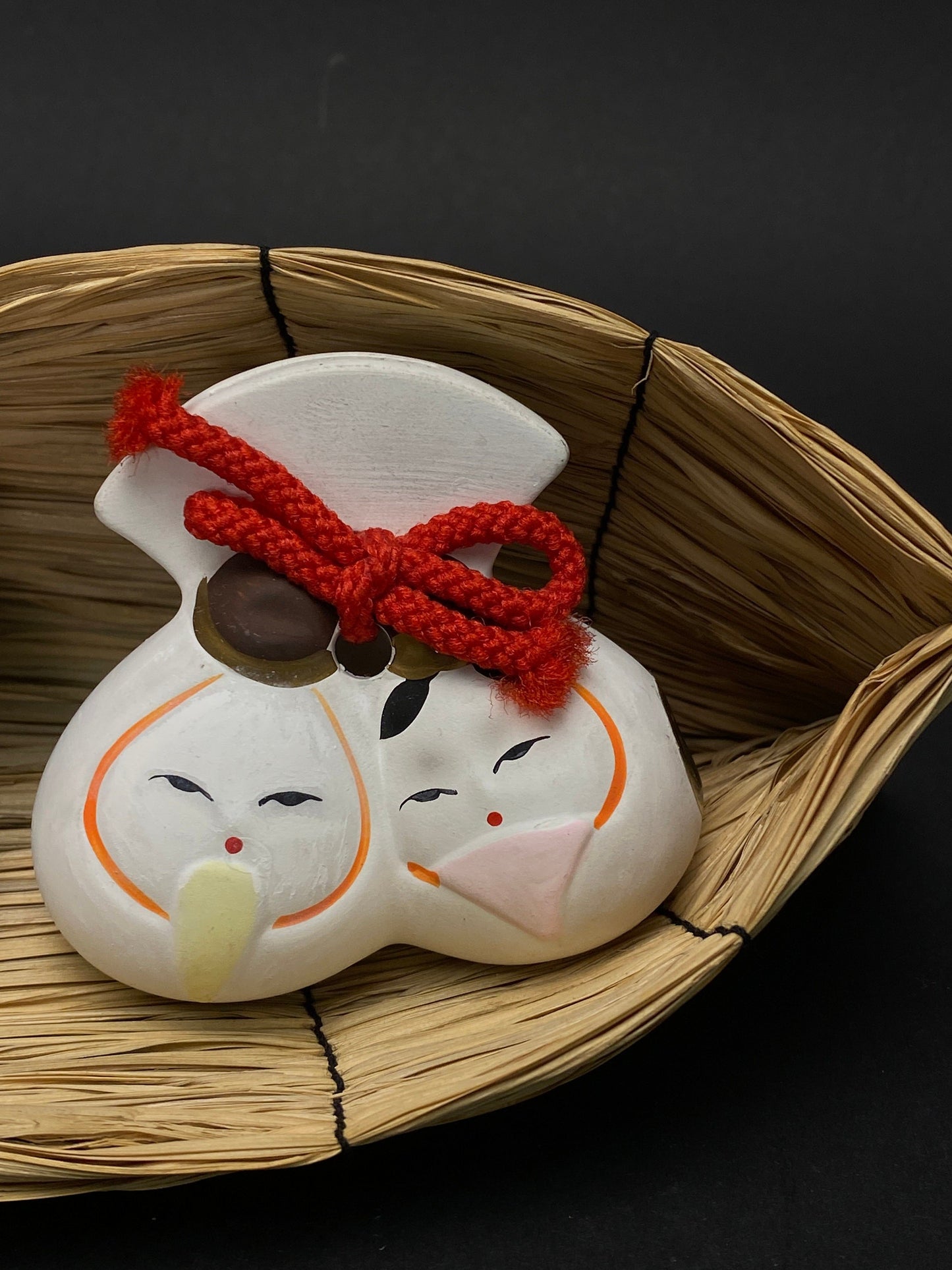 Japanese Dorei Clay Bell Hina Doll Couple Set