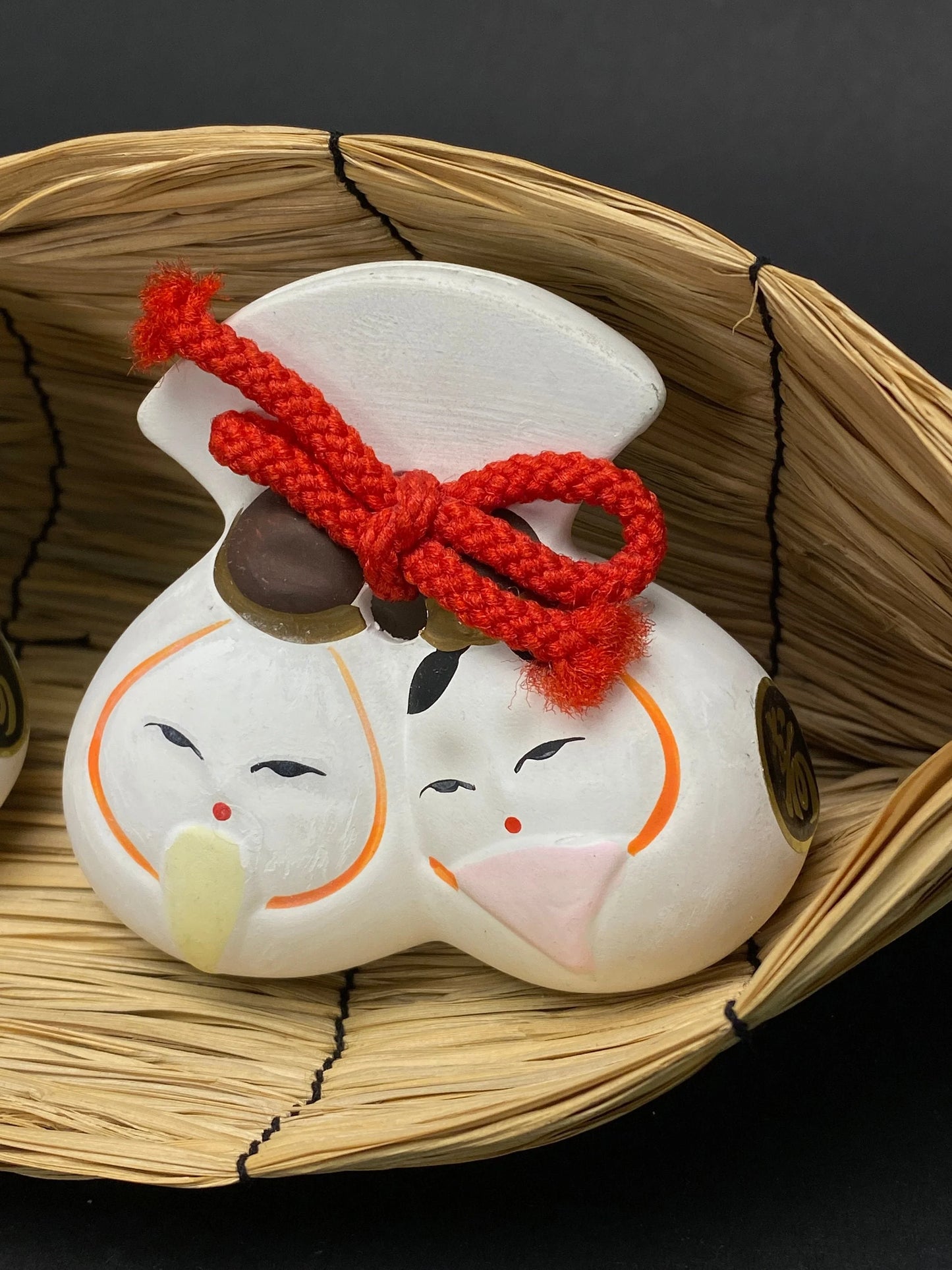 Japanese Dorei Clay Bell Hina Doll Couple Set