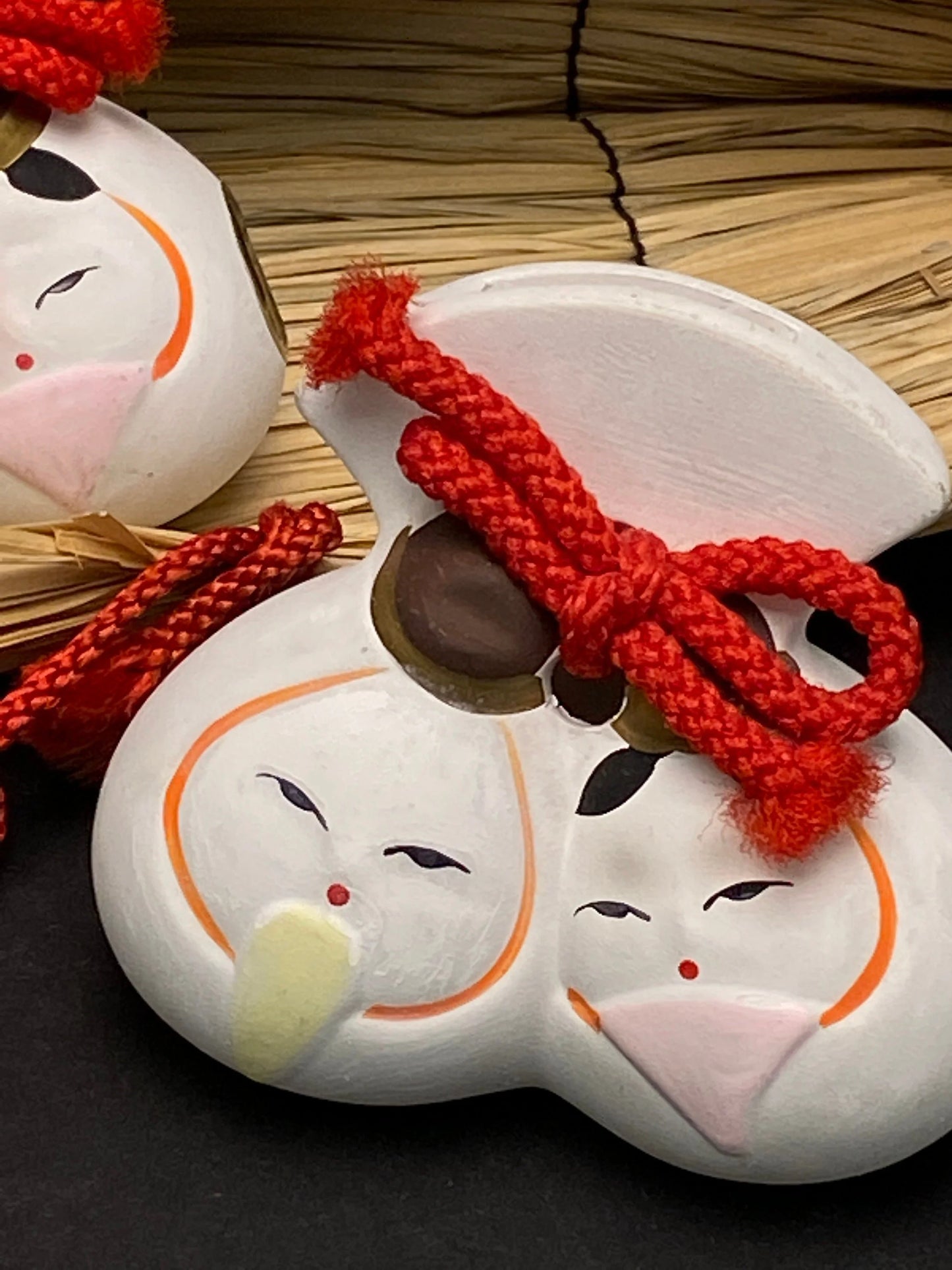 Japanese Dorei Clay Bell Hina Doll Couple Set