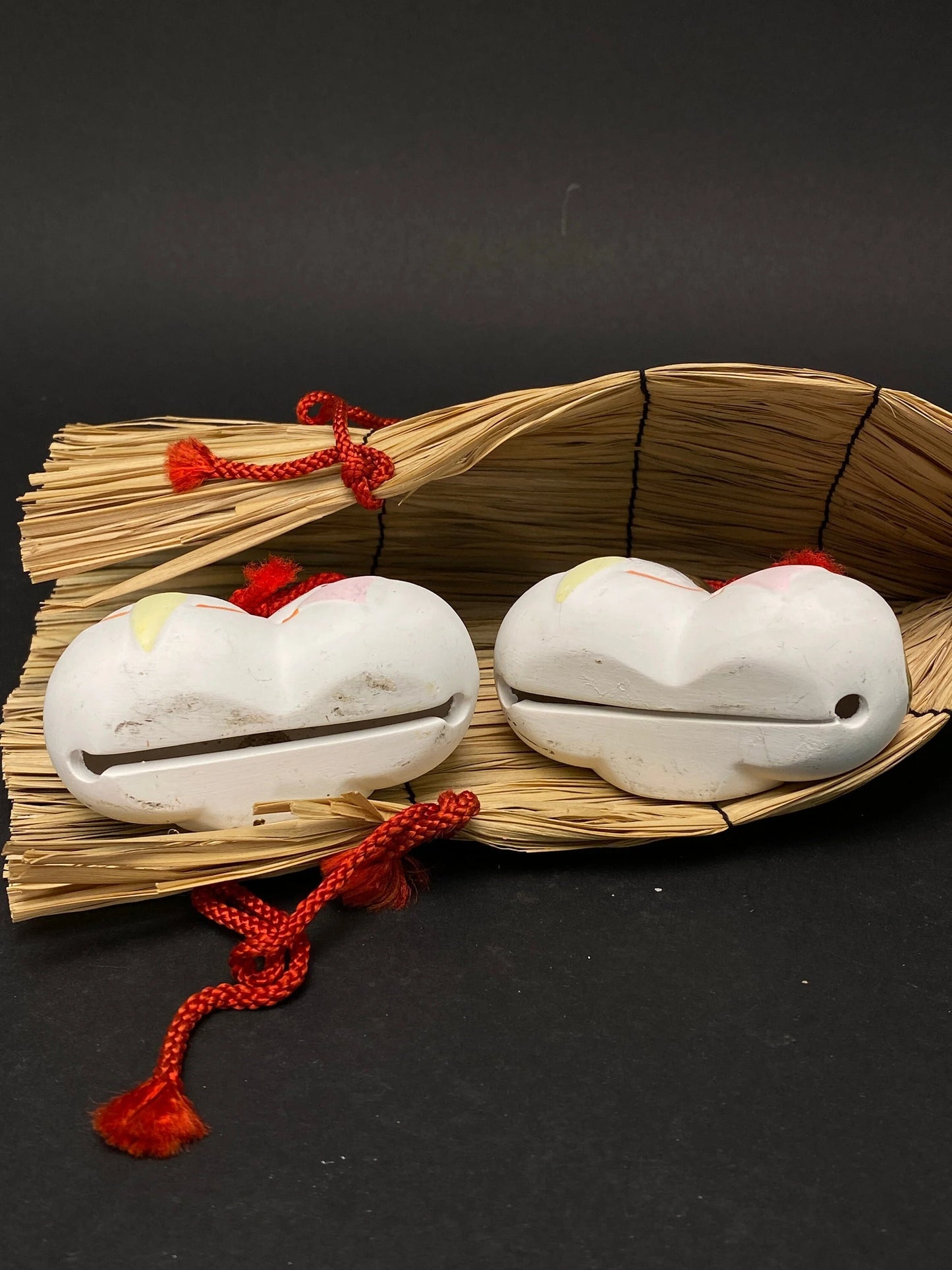 Japanese Dorei Clay Bell Hina Doll Couple Set