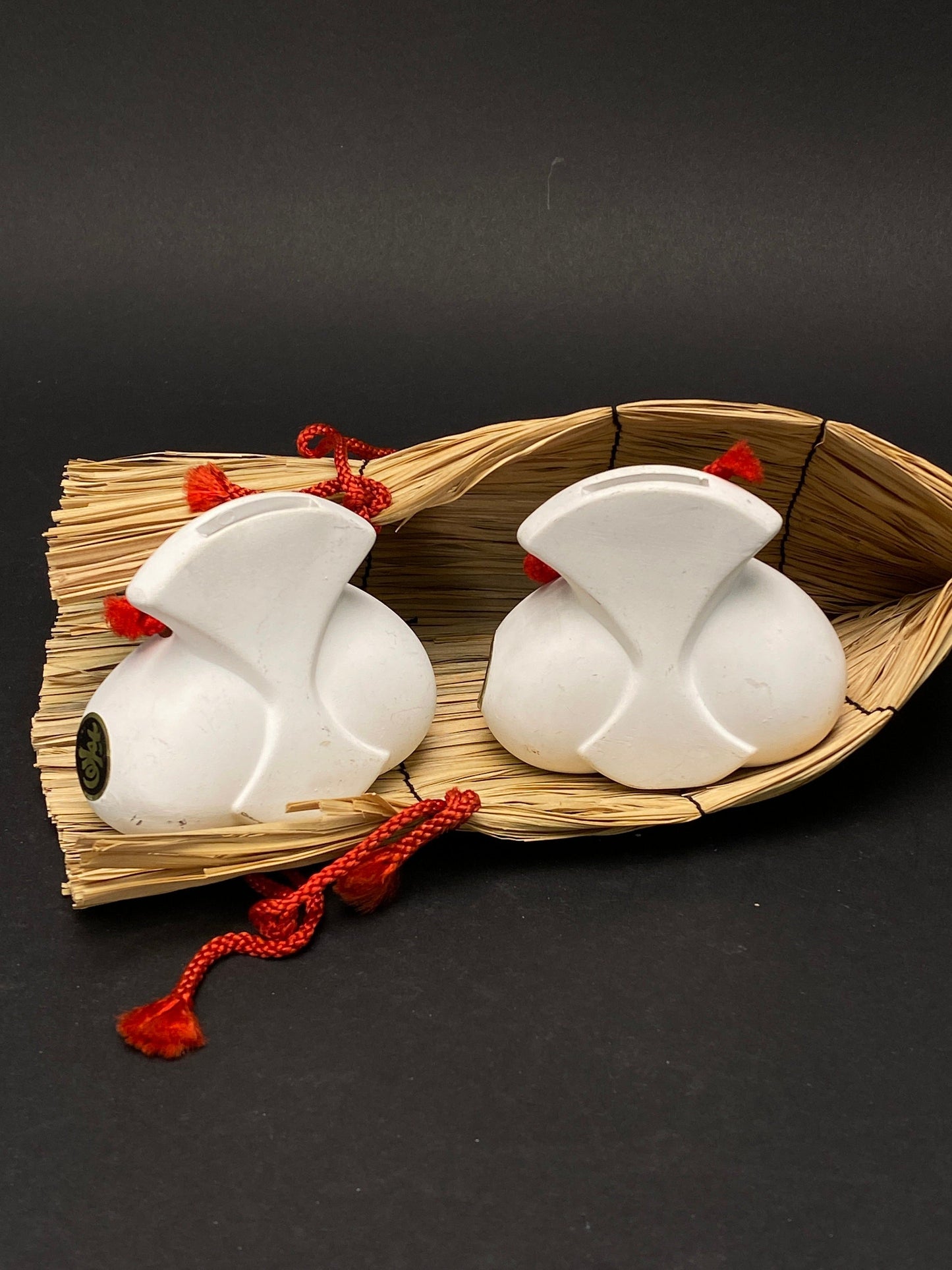 Japanese Dorei Clay Bell Hina Doll Couple Set