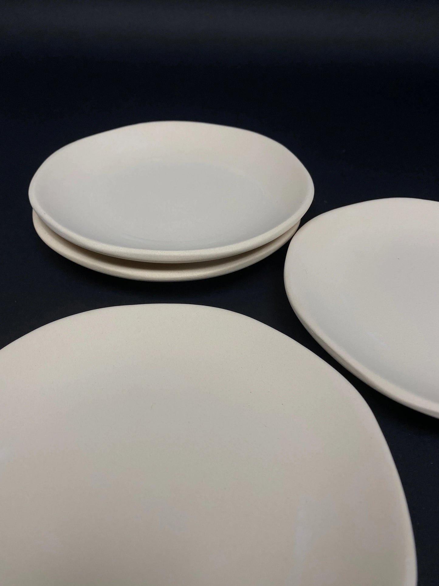 Set of 4 Pottery Beige Matt Round Plate W5.75" Plate, Incense holder plate, Saucer, round tray