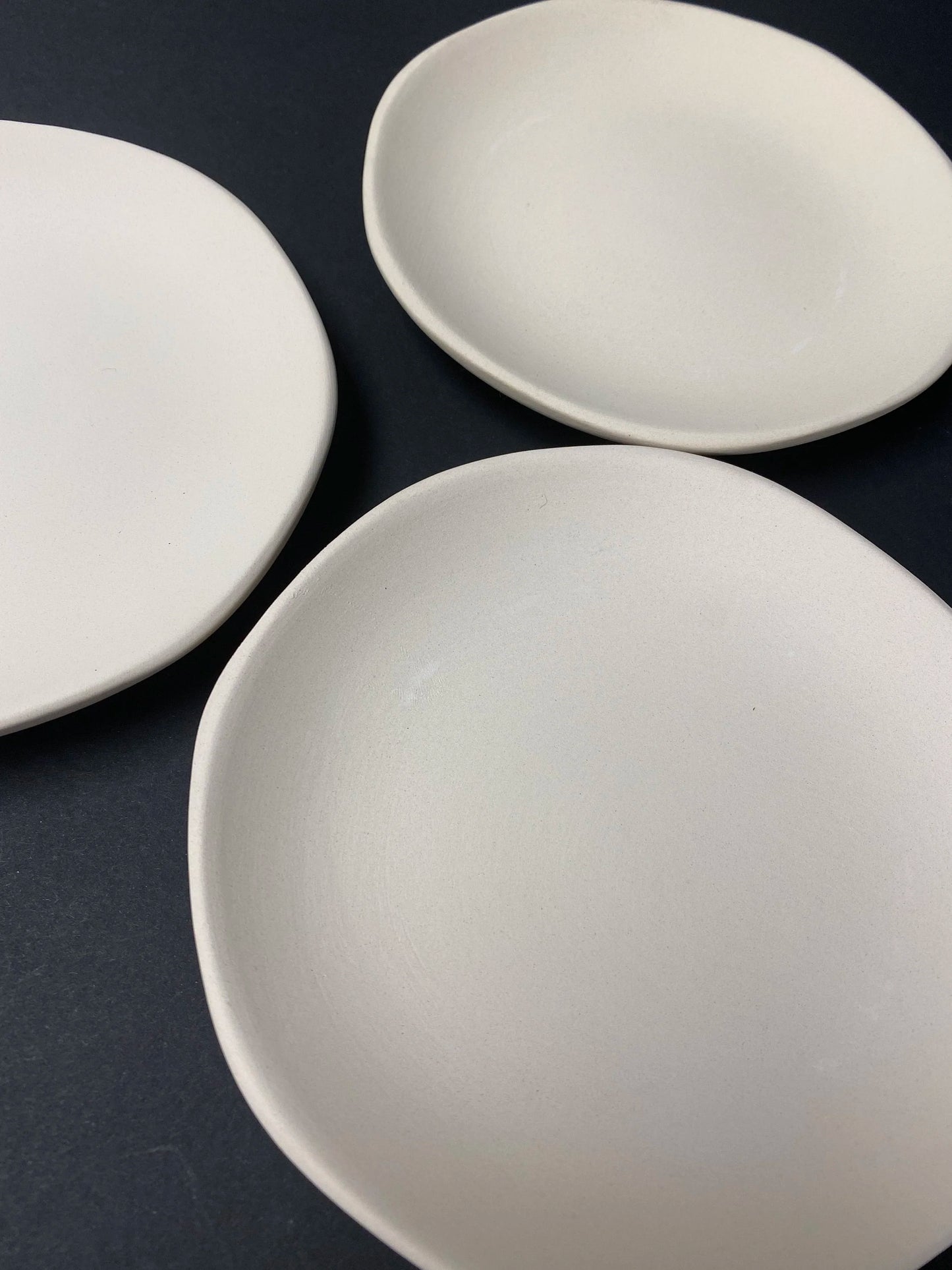 Set of 4 Pottery Beige Matt Round Plate W5.75" Plate, Incense holder plate, Saucer, round tray