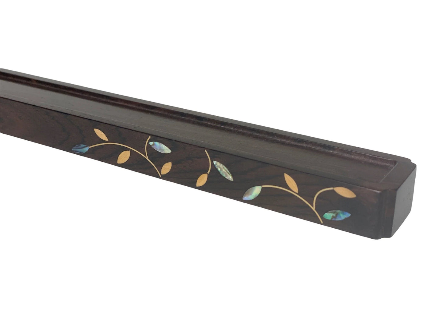 Portable Sandalwood Handmade Incense Burner，incense Stand, Box w/mother of pearl decor 9”L Include Storage Bag & Incense Tester