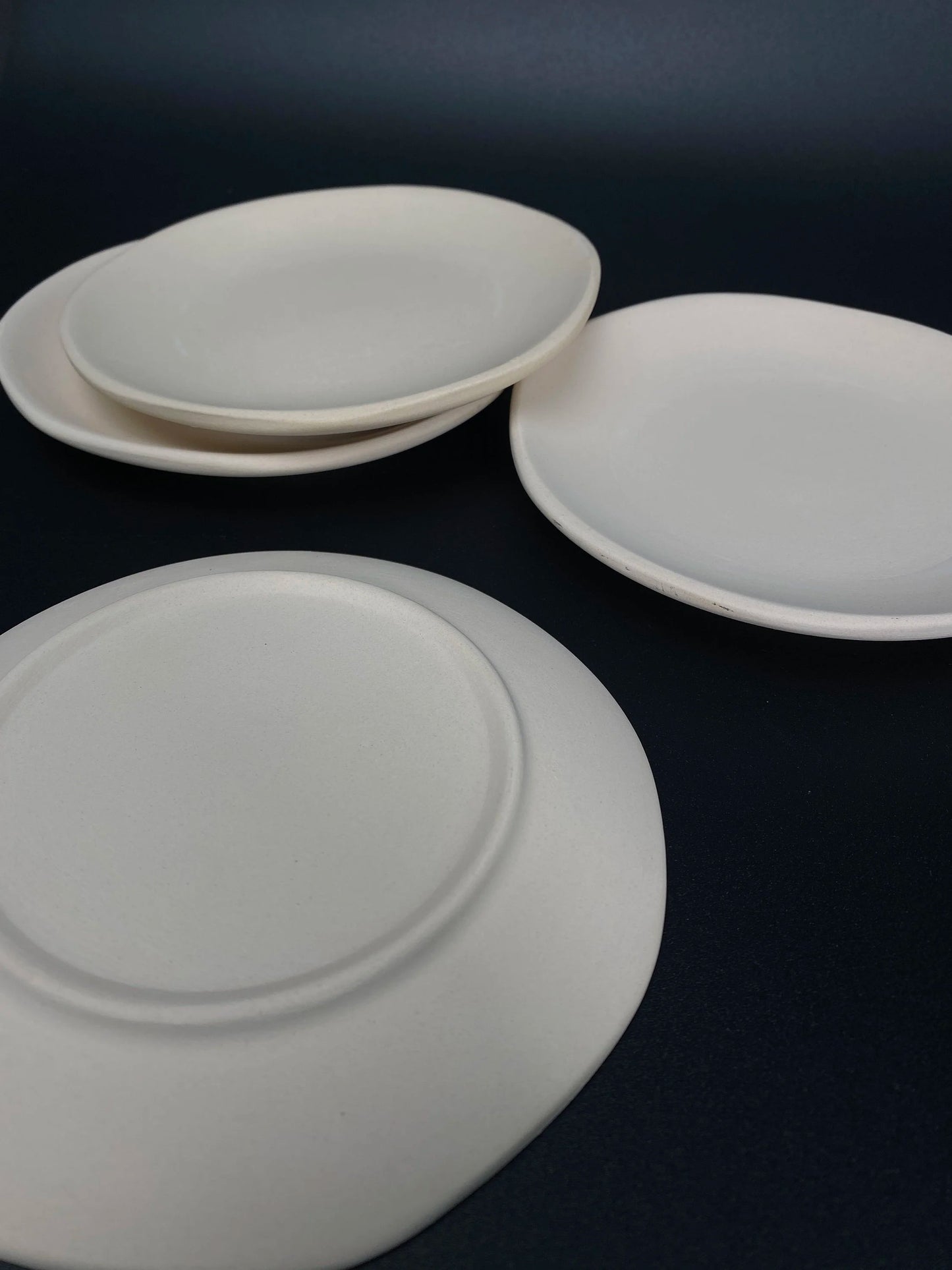 Set of 4 Pottery Beige Matt Round Plate W5.75" Plate, Incense holder plate, Saucer, round tray