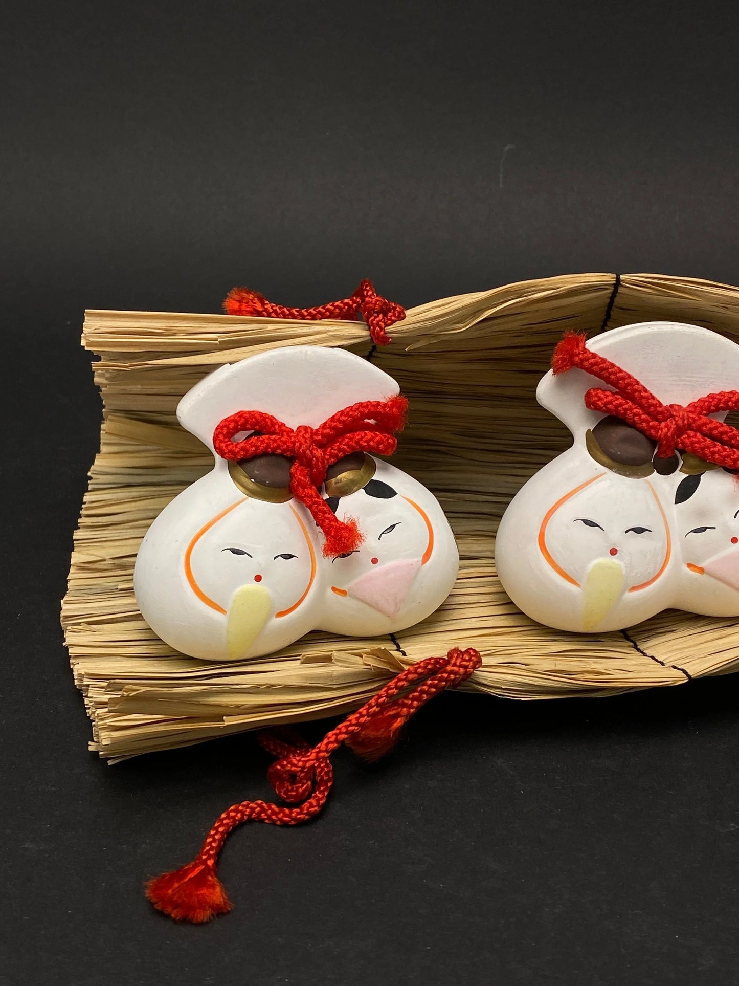 Japanese Dorei Clay Bell Hina Doll Couple Set