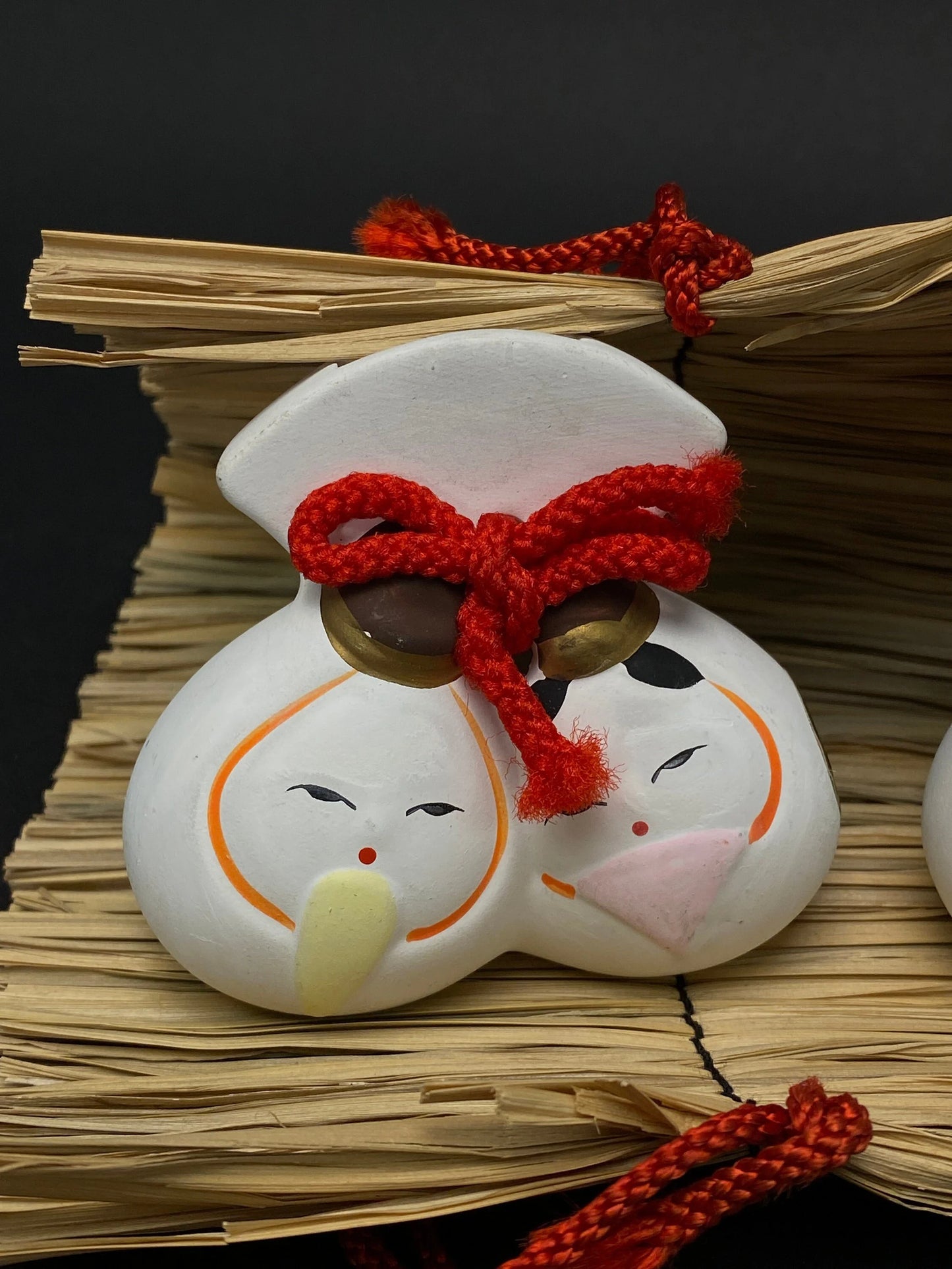 Japanese Dorei Clay Bell Hina Doll Couple Set